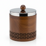 Luhpar Brown Wooden Jar with Silver Stainless Steel Lid — 13×13cm