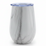 Elegant White Marble Stainless Steel Vacuum Cup with Lid | 360ml
