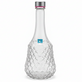 Pishgaman Elegant Textured Glass Water Bottle 1500ml — Premium Bubble Pattern Decanter with Airtight Silver Cap