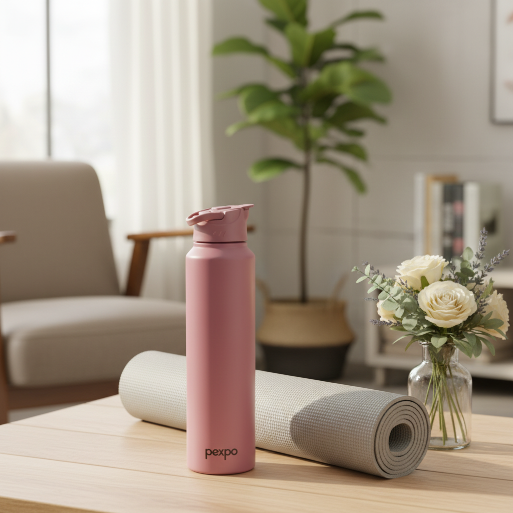 Pexpo Stainless Steel Vacuum Insulated Water Bottle – 1000ml - Dusty Rose / Lavender