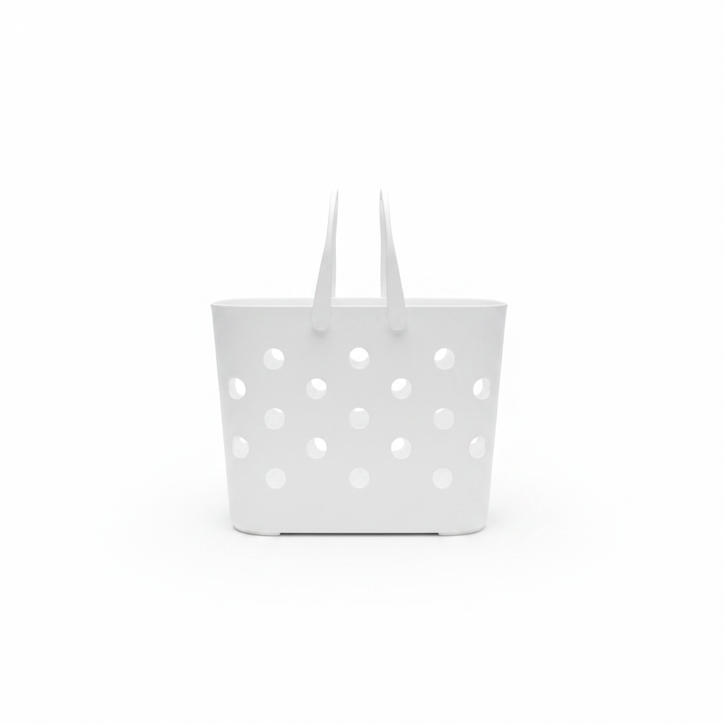 Polak Multipurpose Perforated Plastic Basket with Handle - 30×18 cm - Grey / White