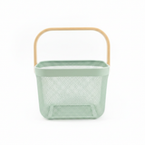 Lizhi Metal Mesh Basket with Wooden Handle — 18×24cm - Pink / Grey / Light Green / Cream