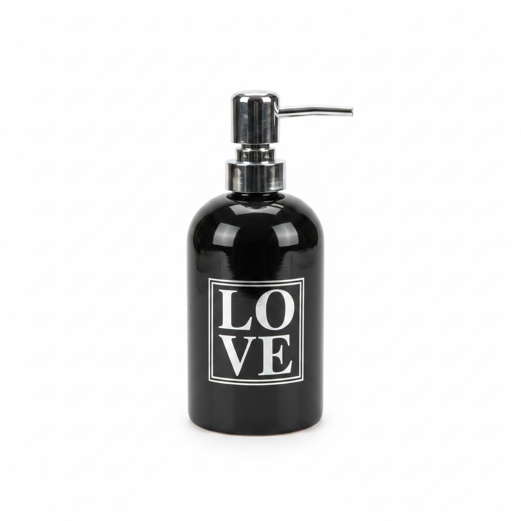 LOVE Ceramic & Plastic Liquid Soap Dispenser – 400m -Black / White