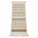 Handcrafted Moroccan Berber Flat Weave Runner Carpet | Geometric Tribal Pattern | 50% Cotton 50% Polyester | 60×180 cm | Cream White with Brown & Gold Motifs