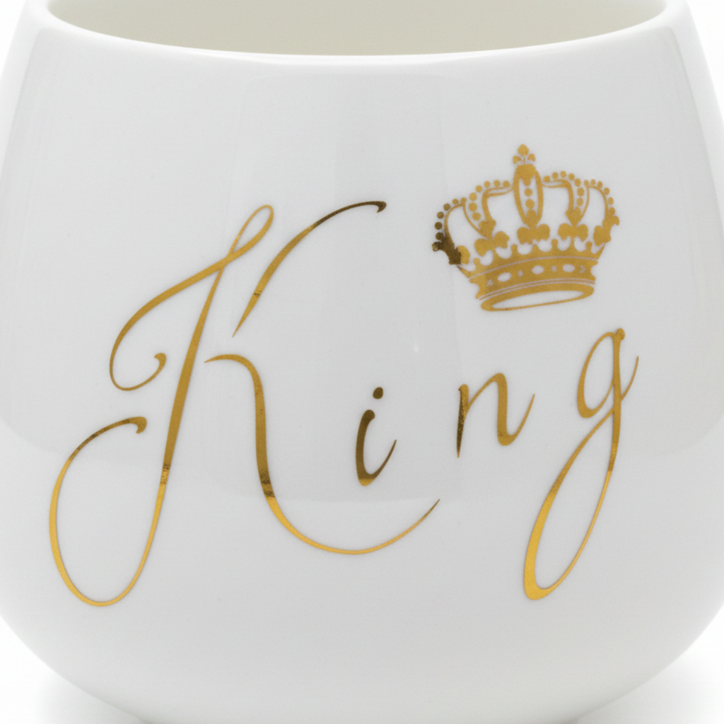 White & Gold King Crown Ceramic Mug - 300ml