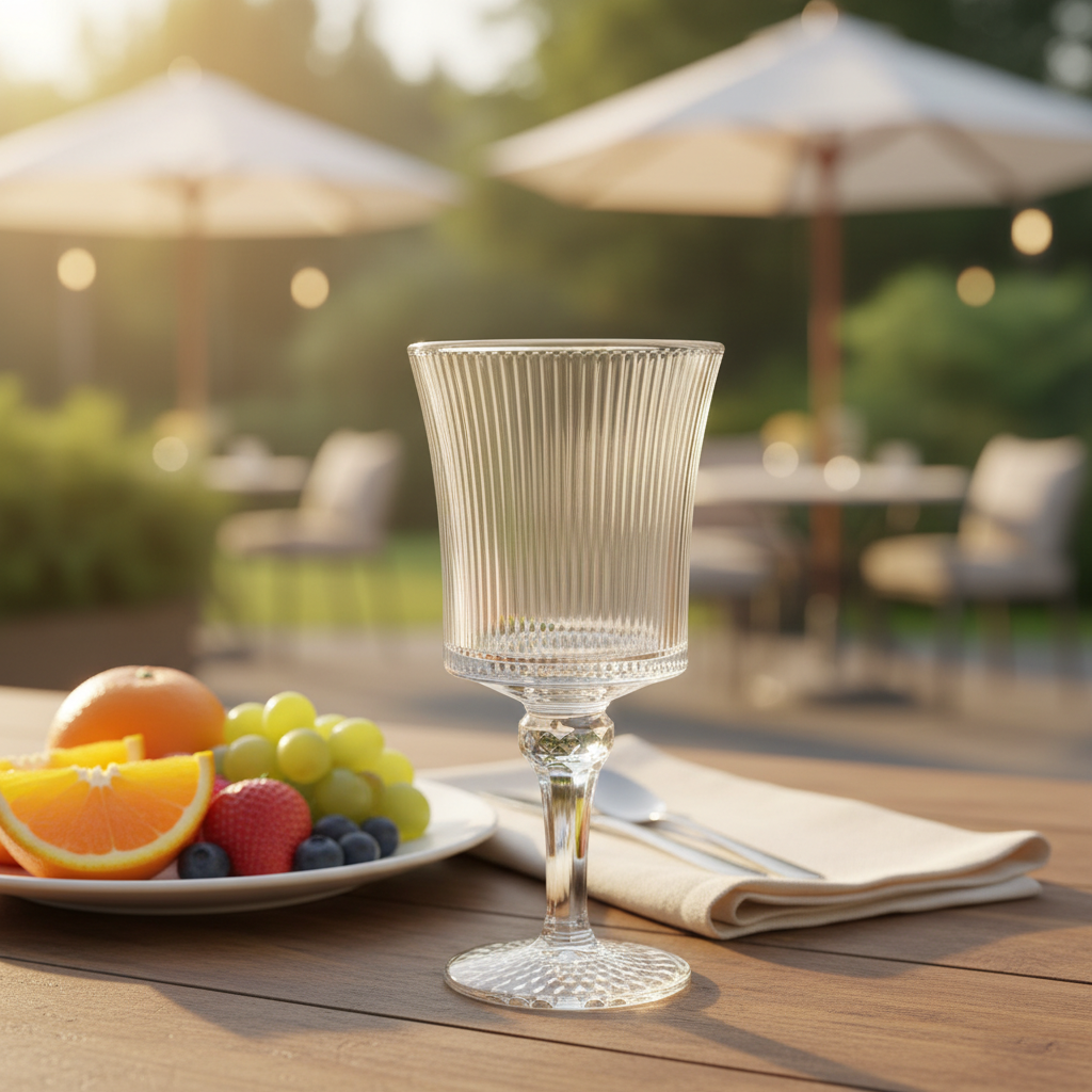Deli Ribbed Crystal Stem Glass - 250ml