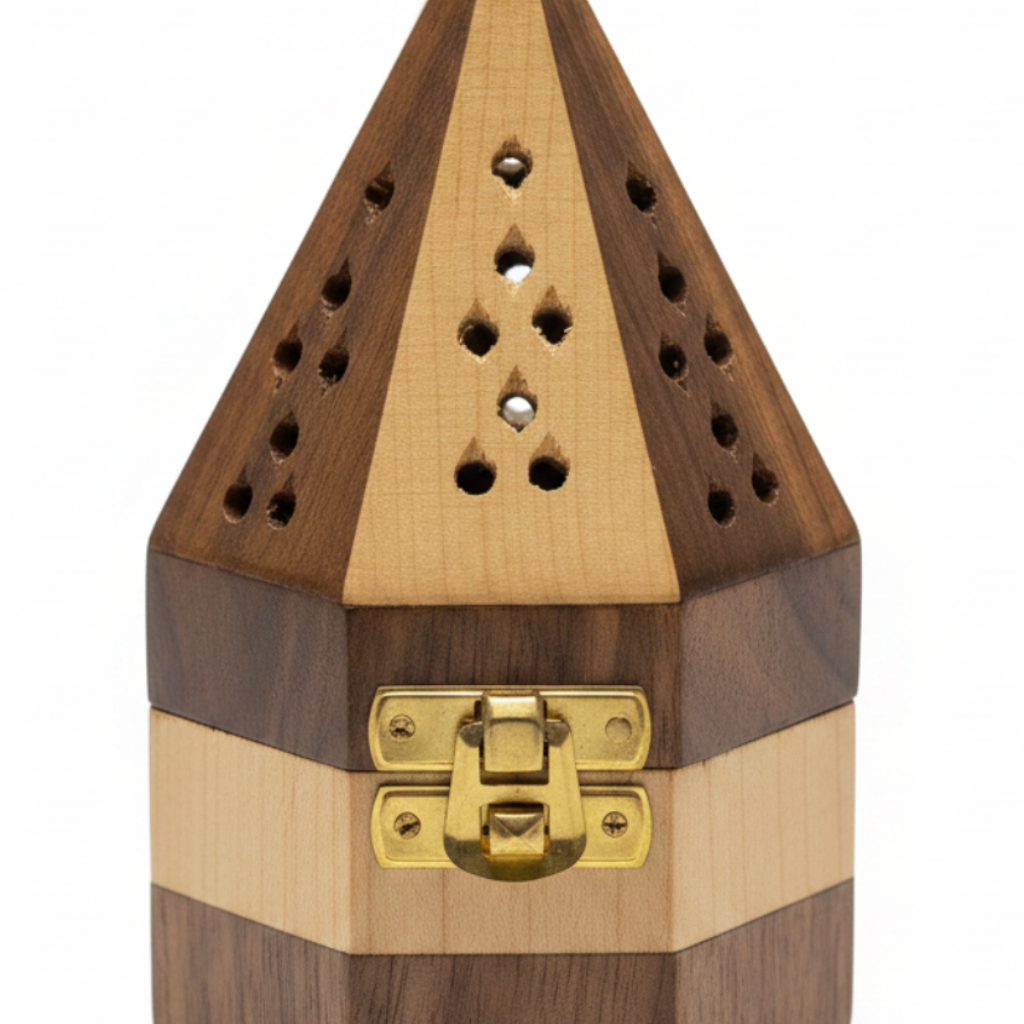 Wooden Pyramid Incense Burner Box - 15×9 cm