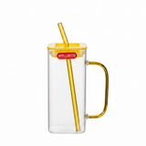 Welldeco Glass Juice Mug with Straw — 400ml