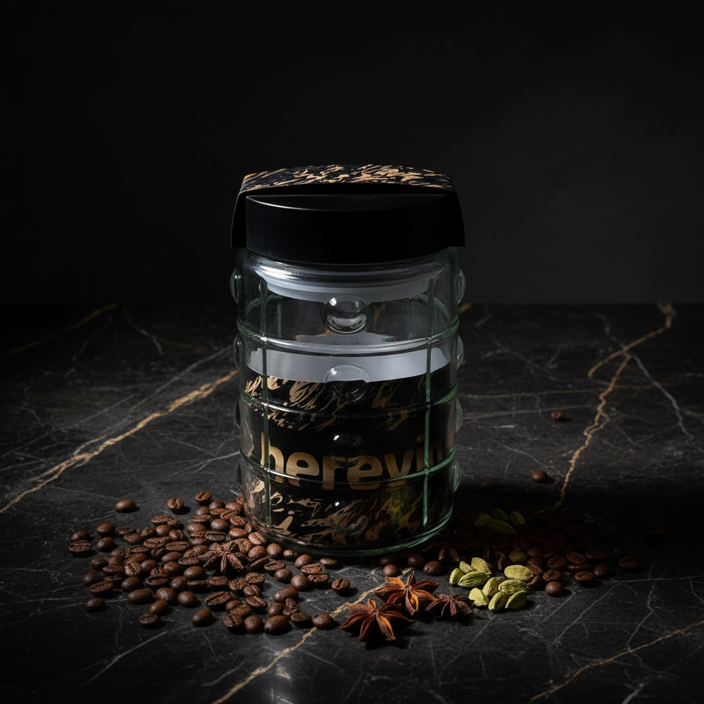 Herevin Glass Storage Jar with Black Lid - 18×10cm / 22×10cm