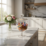 Elegant Floral Glass Candy Jar with Lid – 1600ml