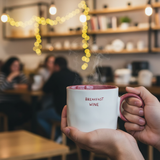 White & Burgundy Ceramic Mug - 350ml
