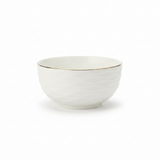 White Ceramic Bowl with Gold Rim -  4.5 Inch