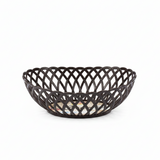 Exclusive Plastic Cane-Style Woven Design Oval Basket - 30×22 cm - Beige / Brown / White