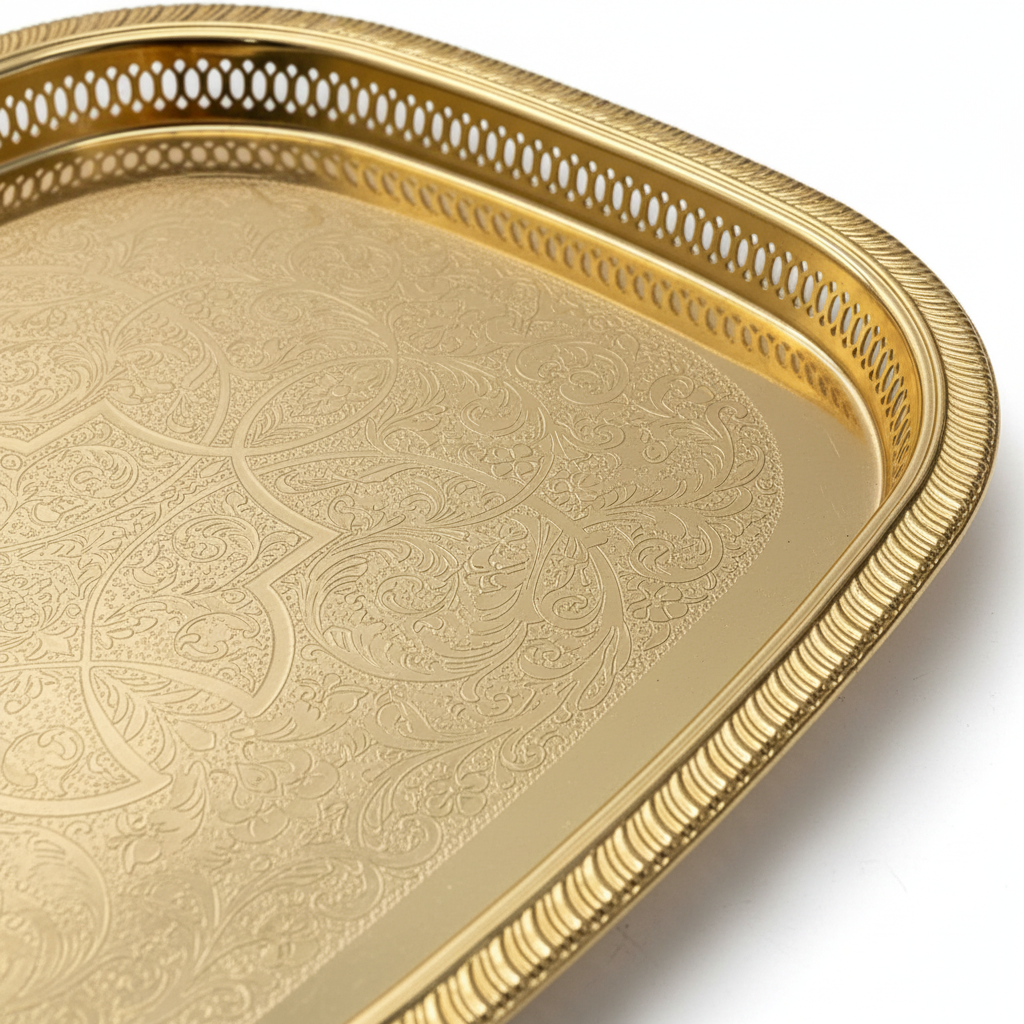 Najib Gold Metal Serving Tray - 55×40cm