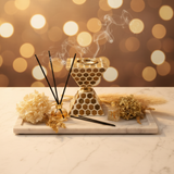 Gold & Cream Plastic-Coated Incense Burner - 17×12cm