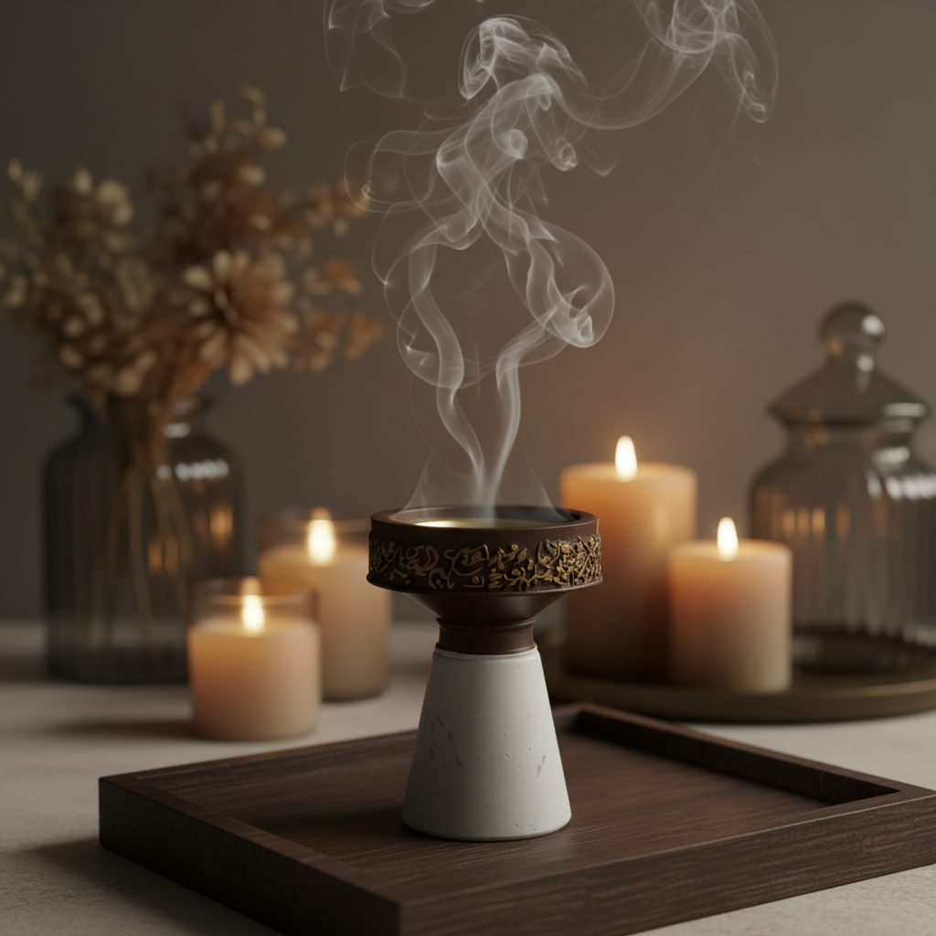 Cream & Brown Chalk Incense Burner - 9×6.5 cm