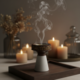 Cream & Brown Chalk Incense Burner - 9×6.5 cm