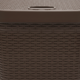Esqube Delta Plastic Laundry Basket with Lid - 55 × 45 × 33 cm - Dark Brown / Grey / Black