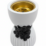 Chalk Incense Burner With Black  Floral Accent- 10×6cm - White / Cream