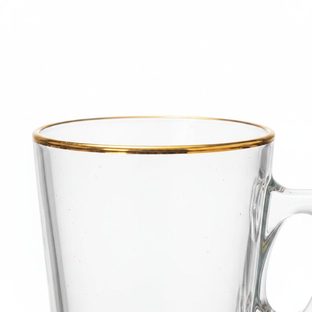 Glass Tea Mug With Gold Rim - 130ml