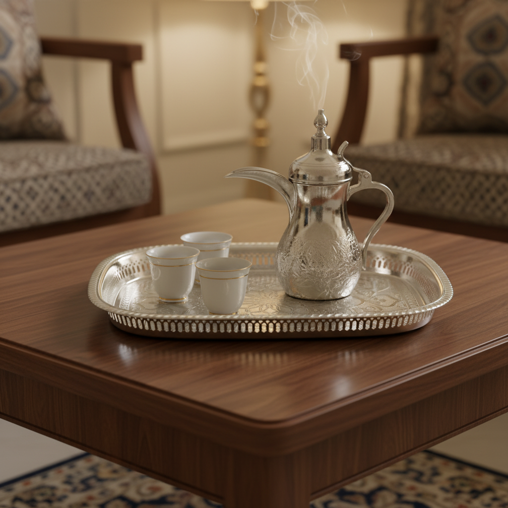 صينية تقديم ويندسيرا فضية من الاستانلس ستيل – 45×33 سم | بنقوش ماندالا عربية