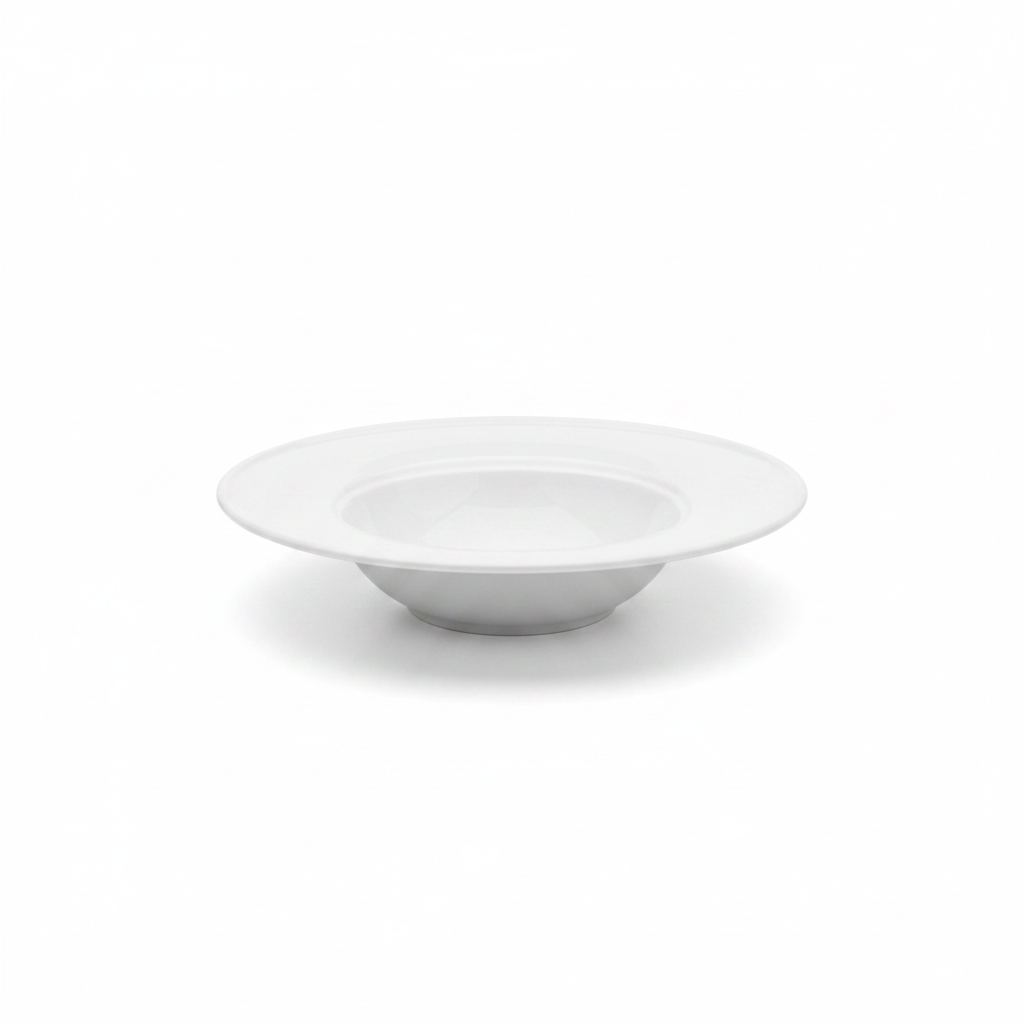 Wilmax Round White Porcelain Deep Plate -  9 Inch