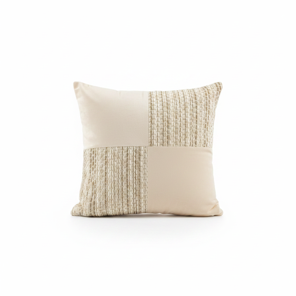Evlen White Soft Patchwork Cushion - 40×40 cm
