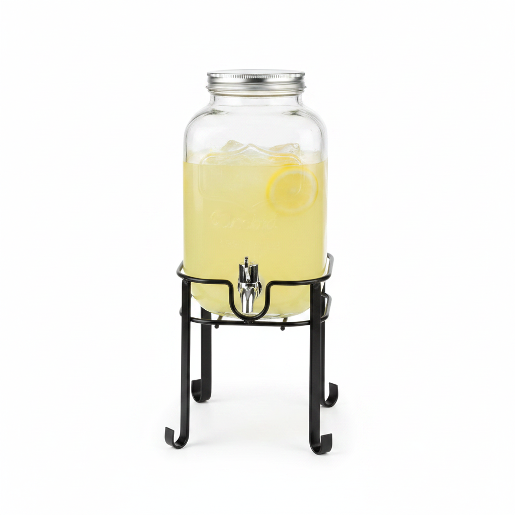 Orchid 4L Glass Beverage Dispenser with Metal Stand