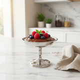 Silver Stainless Steel Pudding Cup with Pedestal Stand - 10×8 cm