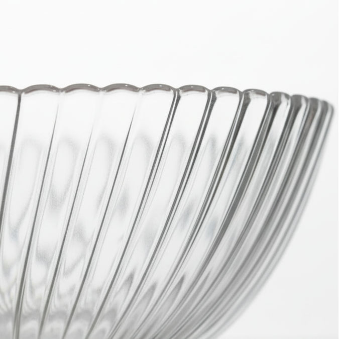 Neo Alpha Clear Ribbed Glass Bowl – 16.5cm