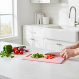 KitchenMark PE Plastic Cutting Board - 34 x 23 x 1cm - Navy Blue / Teal Green / Pink