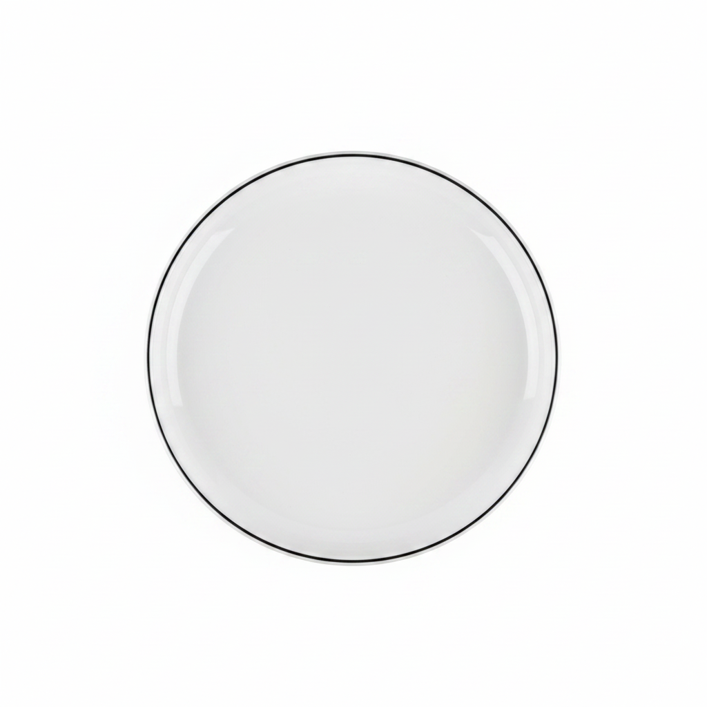 4Ever White Melamine Dessert Plate with Black Rim — 10.75 Inch