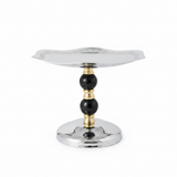 Black & Gold Footed Silver Metal Candy Tray - 19×24cm