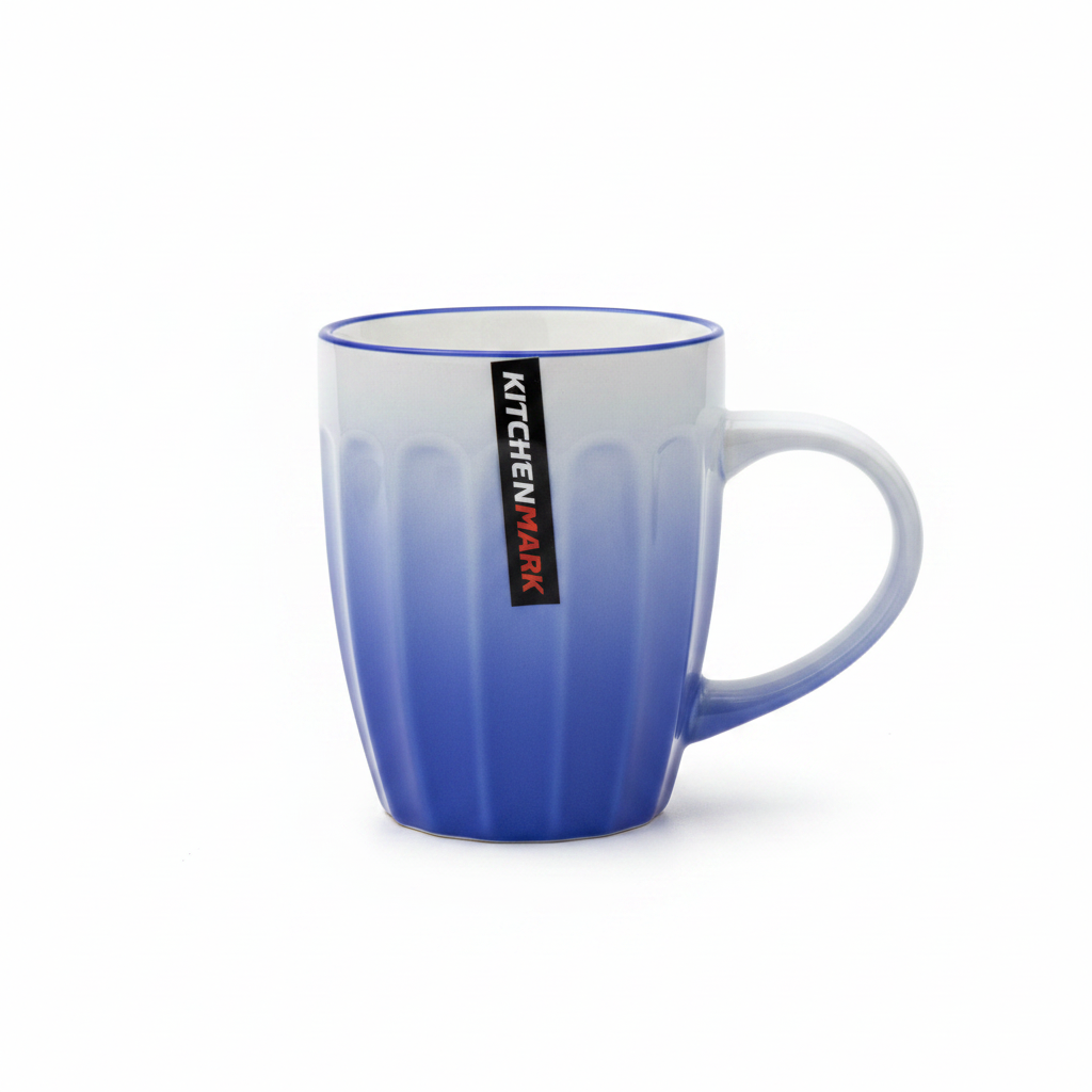 KitchenMark Blue & White Gradient Ceramic Mug - 325ml