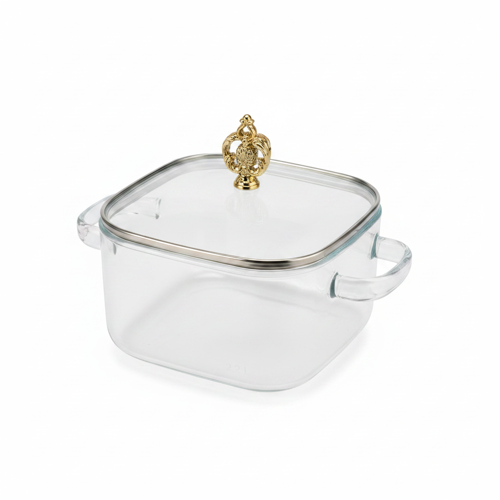 Clear Glass Pot with Lid – 2.2 Ltr