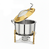 Pradeep Silver & Gold Classic Chafer Round Stainless Steel Chafing Dish - 5000ml