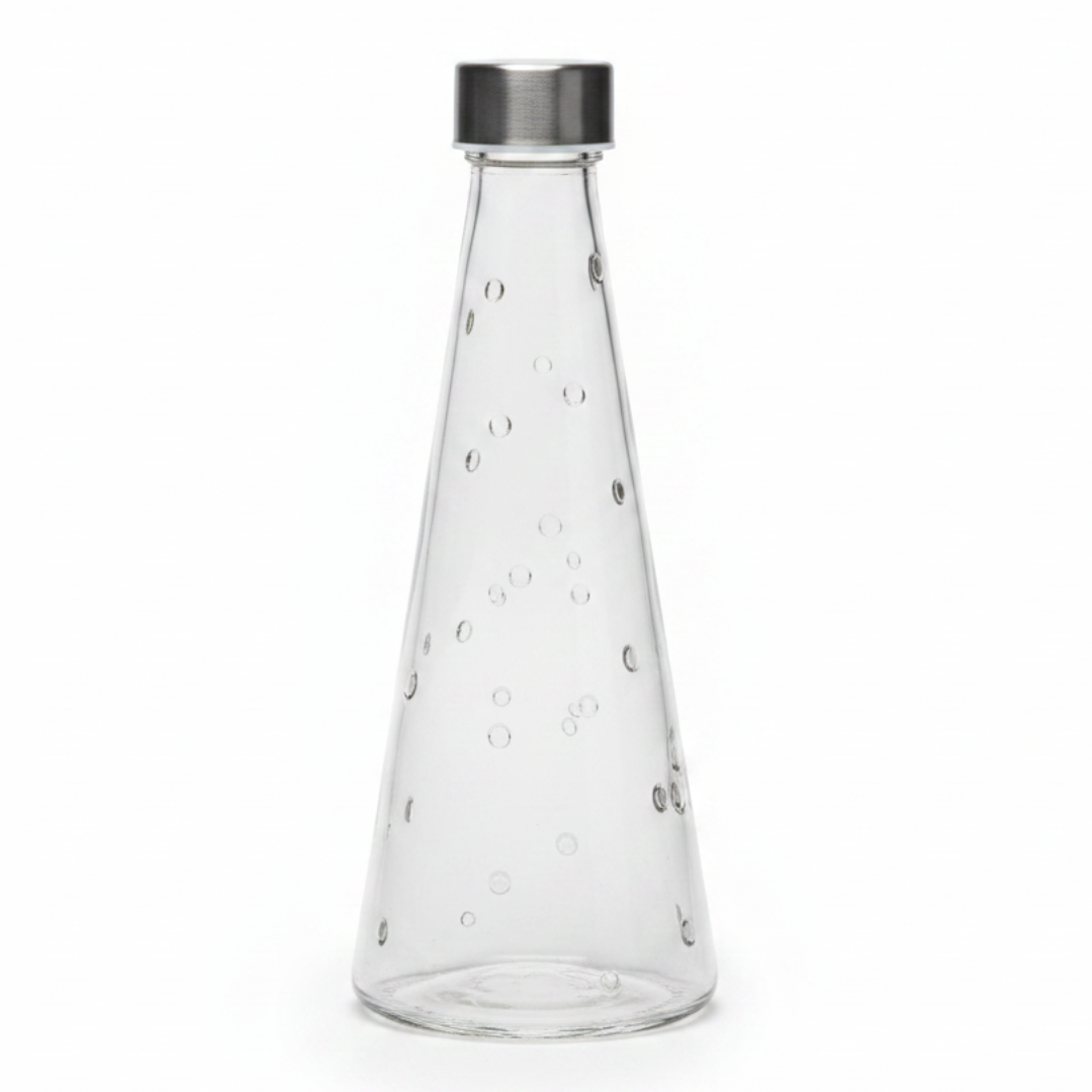 Glass Water Bottle with Lid | Bubble Texture Design | Premium Hydration Bottle for Home, Office & Gifting 500ml