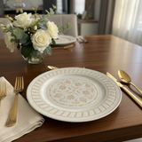 Luhpar White & Gold Round Ceramic Serving Plate - 12 Inch