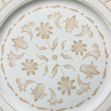 Luhpar White & Gold Floral Embossed Round Ceramic Dinner Plate - 10.5 Inch