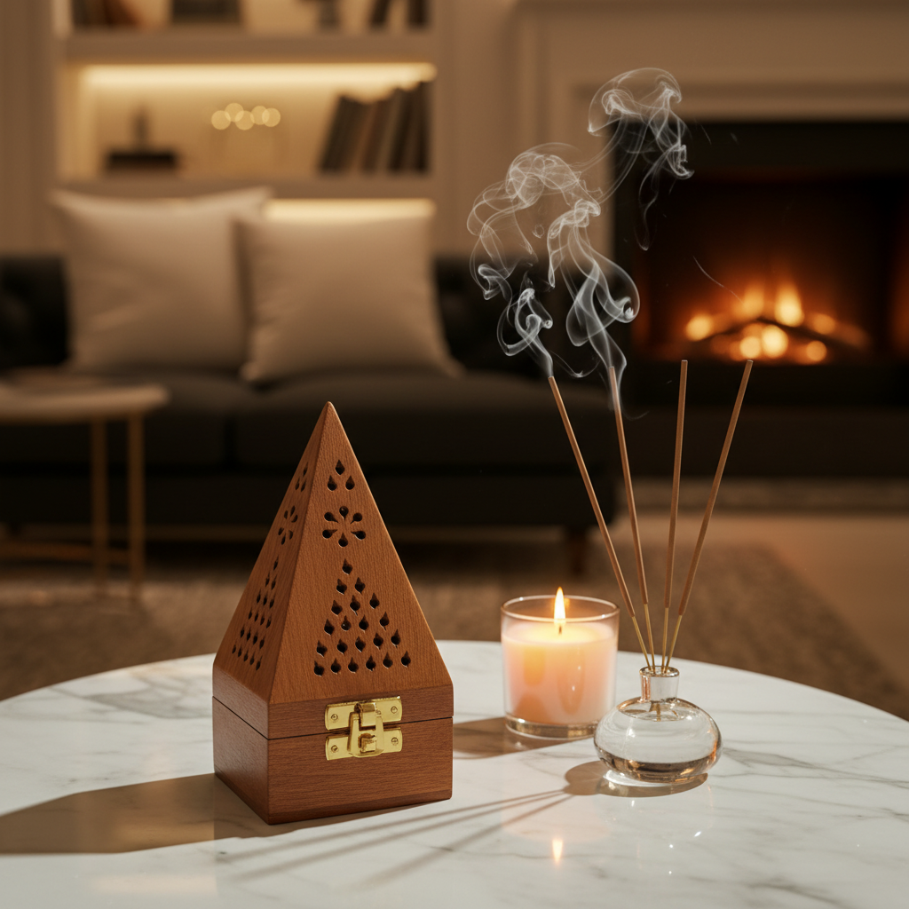 Wooden Pyramid Incense Burner Box  - 18×8 cm