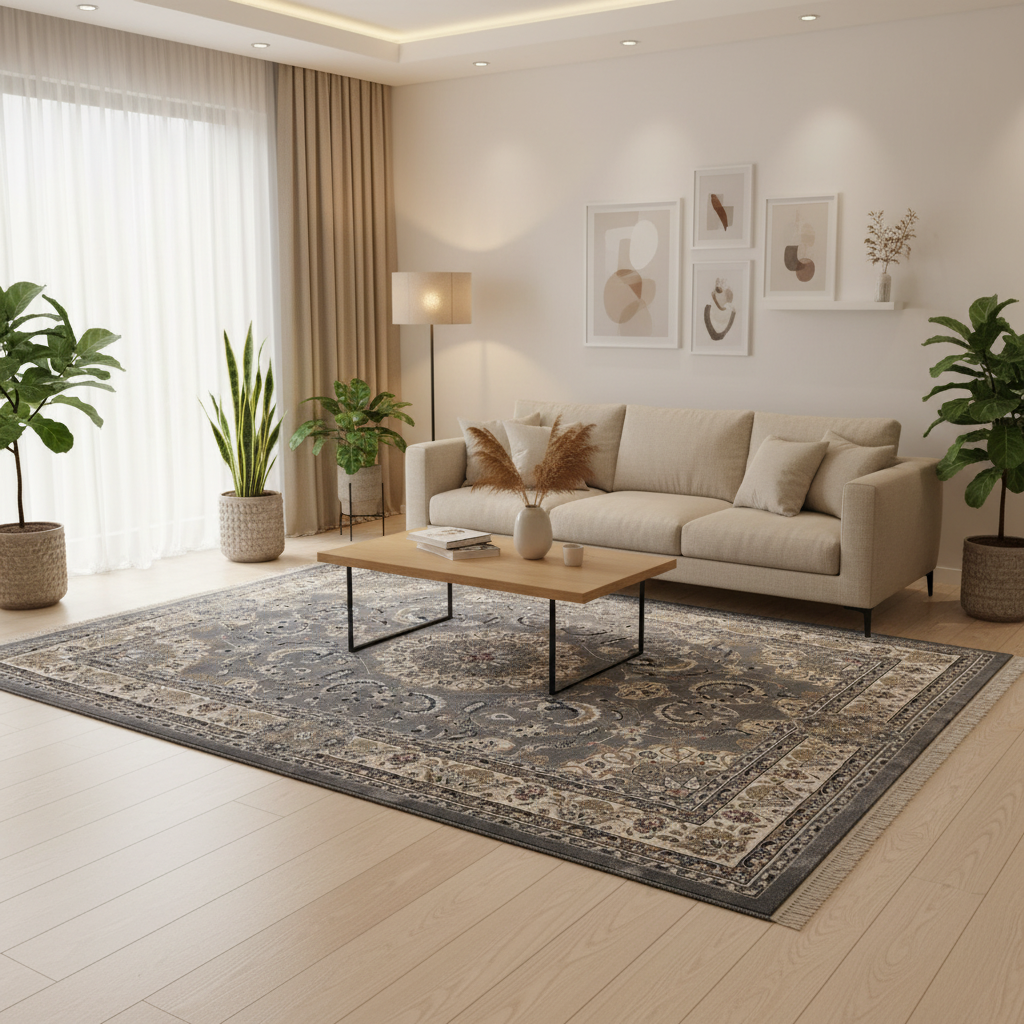 Silk Plaza Dark Grey Polyester Carpet Made in Turkey - 250×350 cm