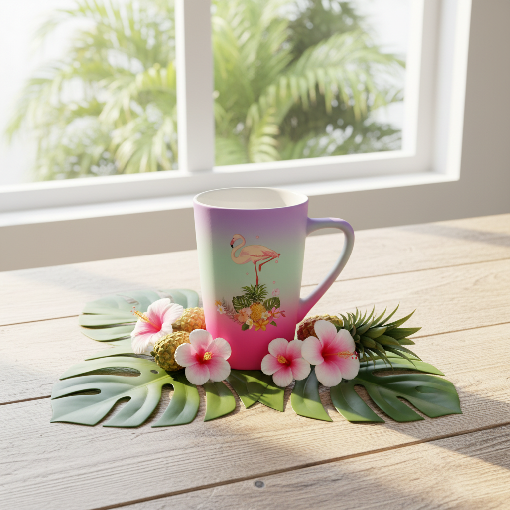 Flamingo Tropical Gradient Matte Finish Ceramic Mug - 400ml
