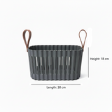 Sun Plast Plastic Basket with Handle - 18 × 30 × 20 cm - Grey / Cream