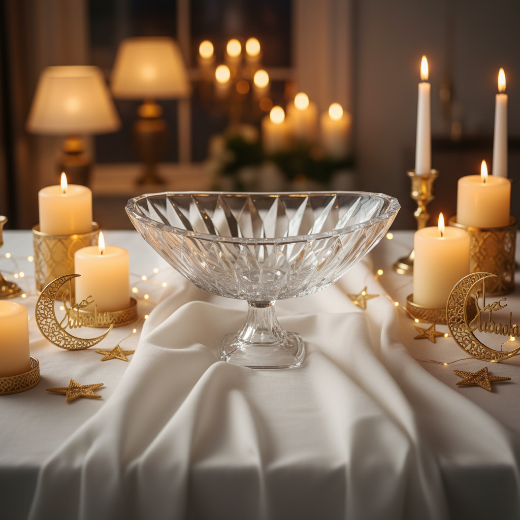 وعاء فاكهة زجاجي كريستال بقاعدة من ساكورا - 35×20 سم