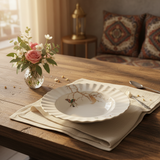 Angela Off-White Ceramic Plate with Bird Design | 22cm