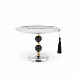 Black & Gold Footed Silver Metal Candy Tray – 20×25cm
