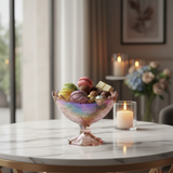 Elegant Iridescent Glass Footed Candy Bowl | 17×17 cm |