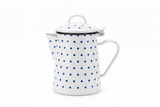 Velvet White Enamel Kettle with Blue Polka Dot Print — 1.8 Ltr