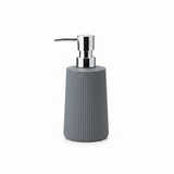 Grey Plastic Ribbed Soap Dispenser with Chrome Pump – 400ml
