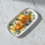 4Ever White Rectangle Melamine Serving Plate with Black Rim | 11 Inch |